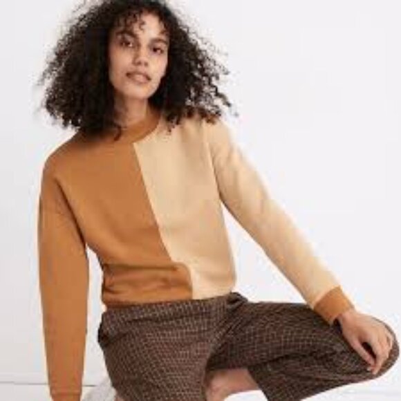 NEW Madewell Top Women's Size Small Knit Two-Tone Knit Purdue Gold HOST PICK - Picture 9 of 9